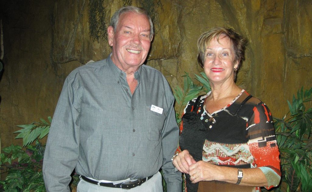 Bill Lafferty being welcomed as a Tweed Valley Justices Association member by Lorraine Atkinson.